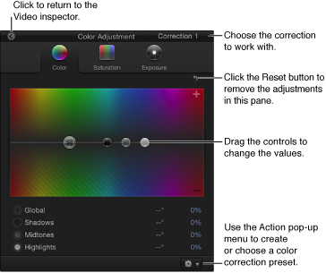 Apple Final Cut Pro X Color Grading dialog box