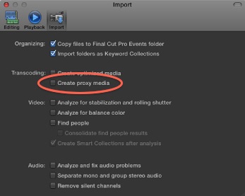 Apple Final Cut Pro X create proxy media dialog box