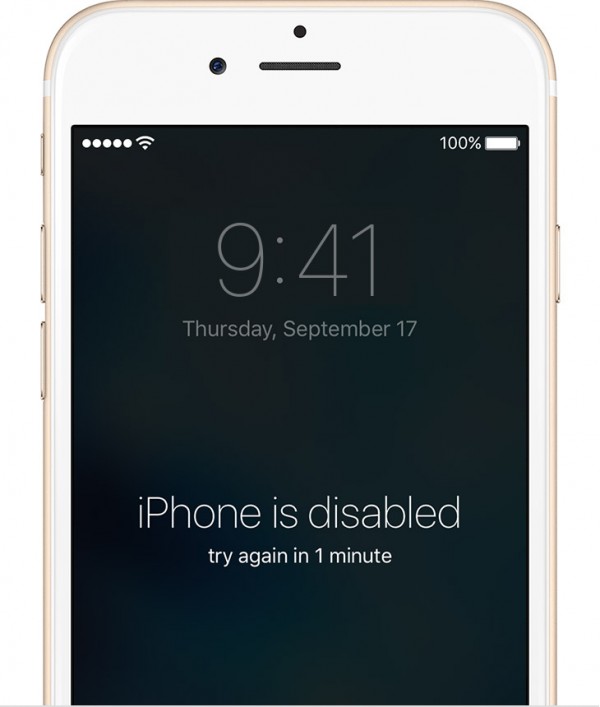 iPhone screen showing passcode delay lockout after failed attempts